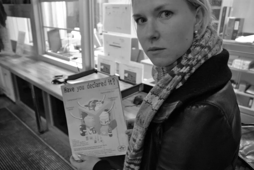 It was open and we got inside. Here we’re waiting to get the documents with which we could collect he packages from the storage